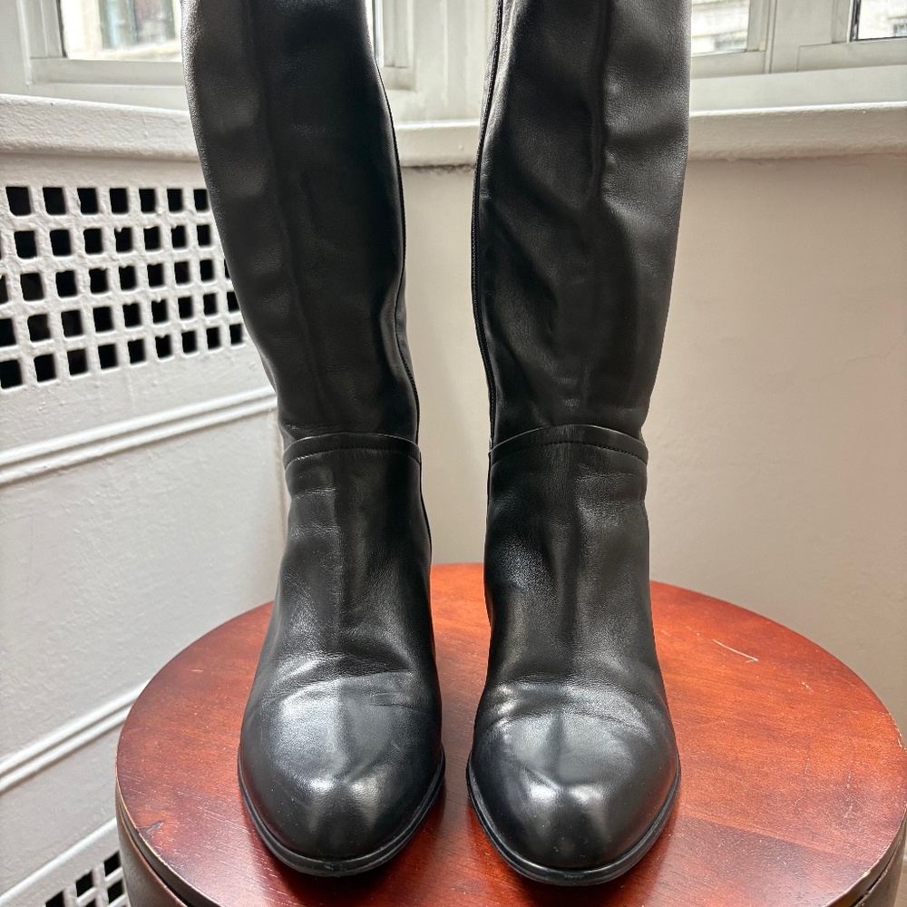 Stuart Weitzman Tall Black Leather Boots 8.5M